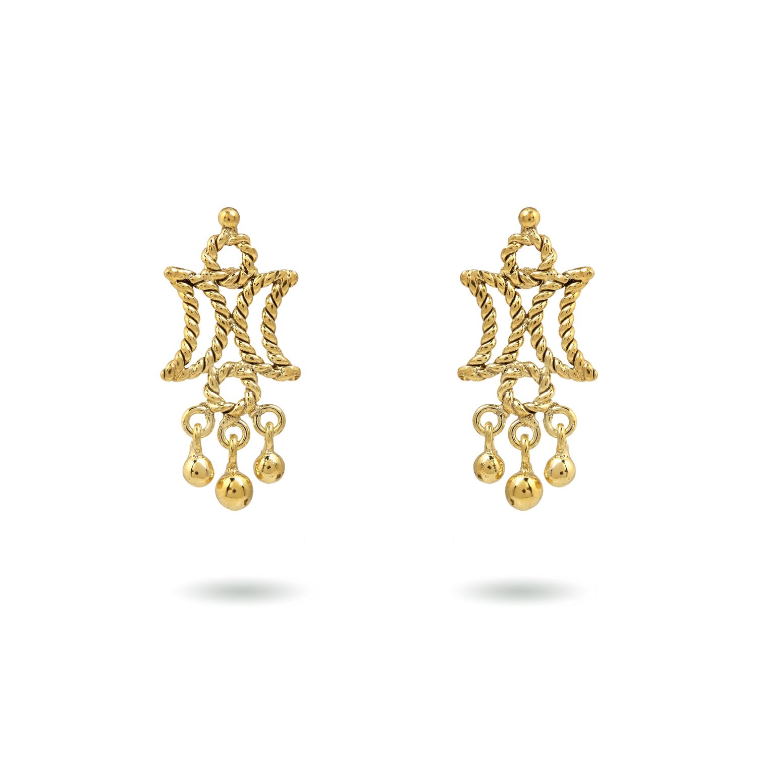 christine bekaert jewelry handcrafted gold-plated Nanna small earrings with star design and gold beads