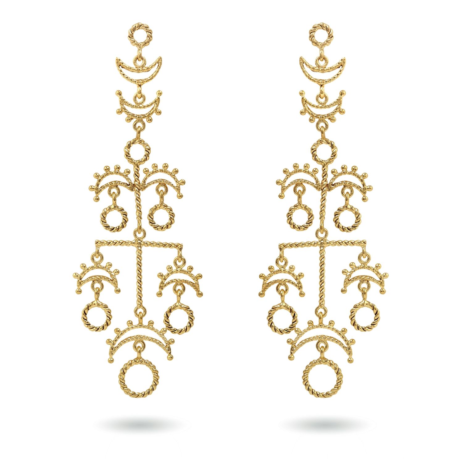 christine bekaert jewelry handcrafted gold-plated nerigal earrings with star design
