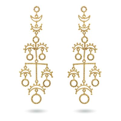 christine bekaert jewelry handcrafted gold-plated nerigal earrings with star design
