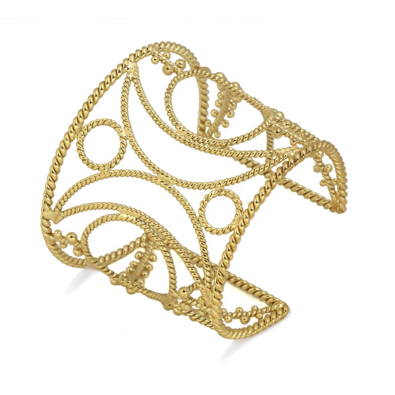 christine bekaert jewelry handcrafted gold-plated nanna statement cuff bracelet with star design
