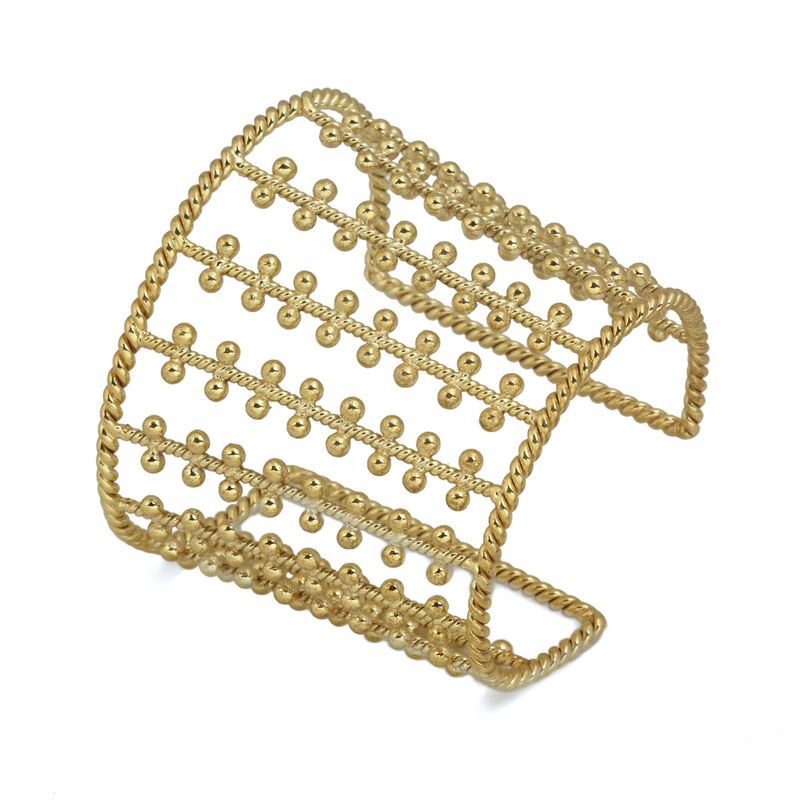  christine bekaert jewelry handcrafted gold-plated nerigal statement cuff bracelet with adjustable size