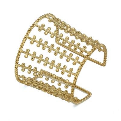  christine bekaert jewelry handcrafted gold-plated nerigal statement cuff bracelet with adjustable size