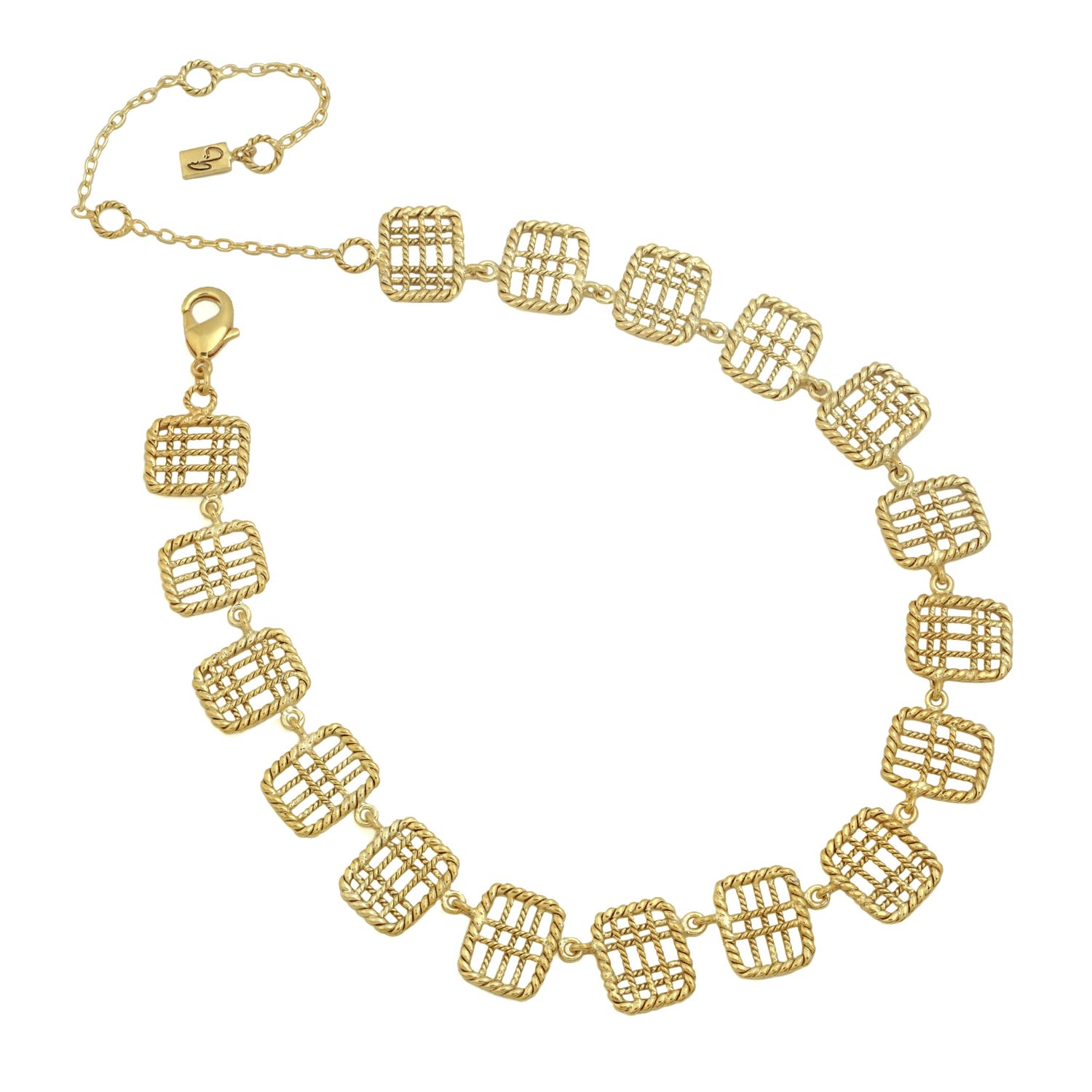 christine bekaert jewelry handcrafted gold-plated zenitha statement necklace with adjustable length
