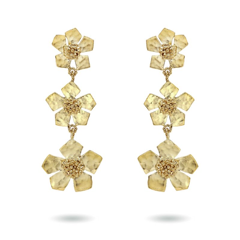 christine bekaert jewelry handcrafted gold-plated hammered statement everbloom fall earrings