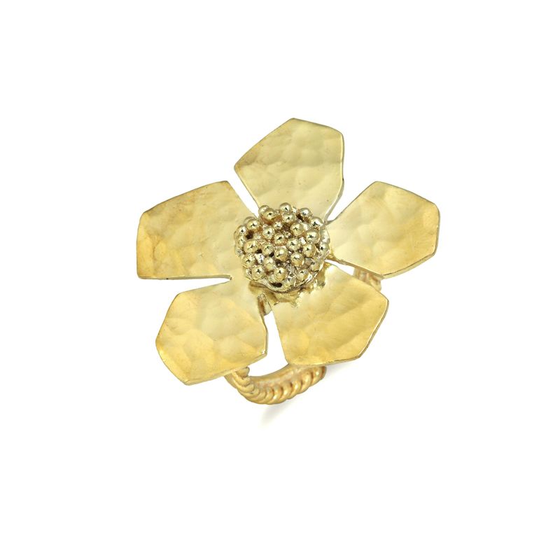 Christine Bekaert statement jewelry handcrafted gold-plated everbloom ring with adjustable size
