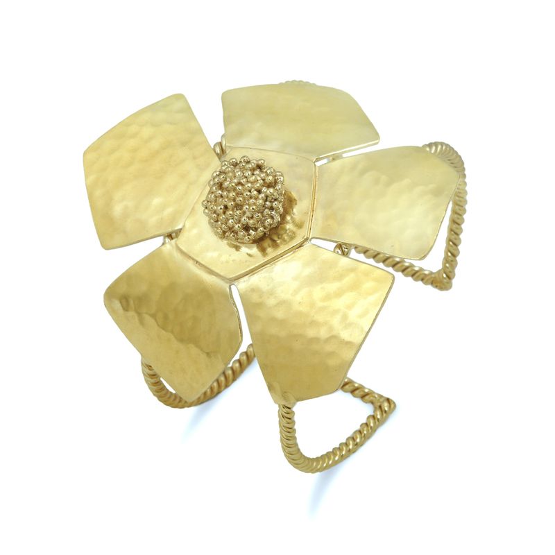 Christine bekaert statement jewelry handcrafted gold-plated everbloom cuff bracelet with adjustable size