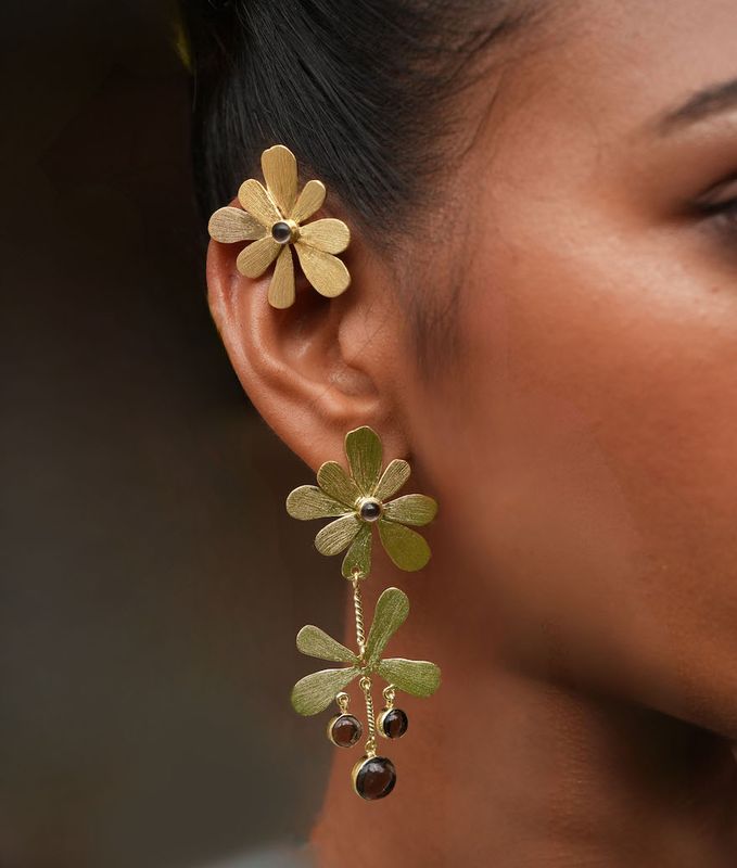 The Bloom Earrings - Smokey Quartz