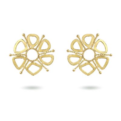 Product shot of large circular earrings by Belgian Christine Bekaert handcrafted statement jewelry