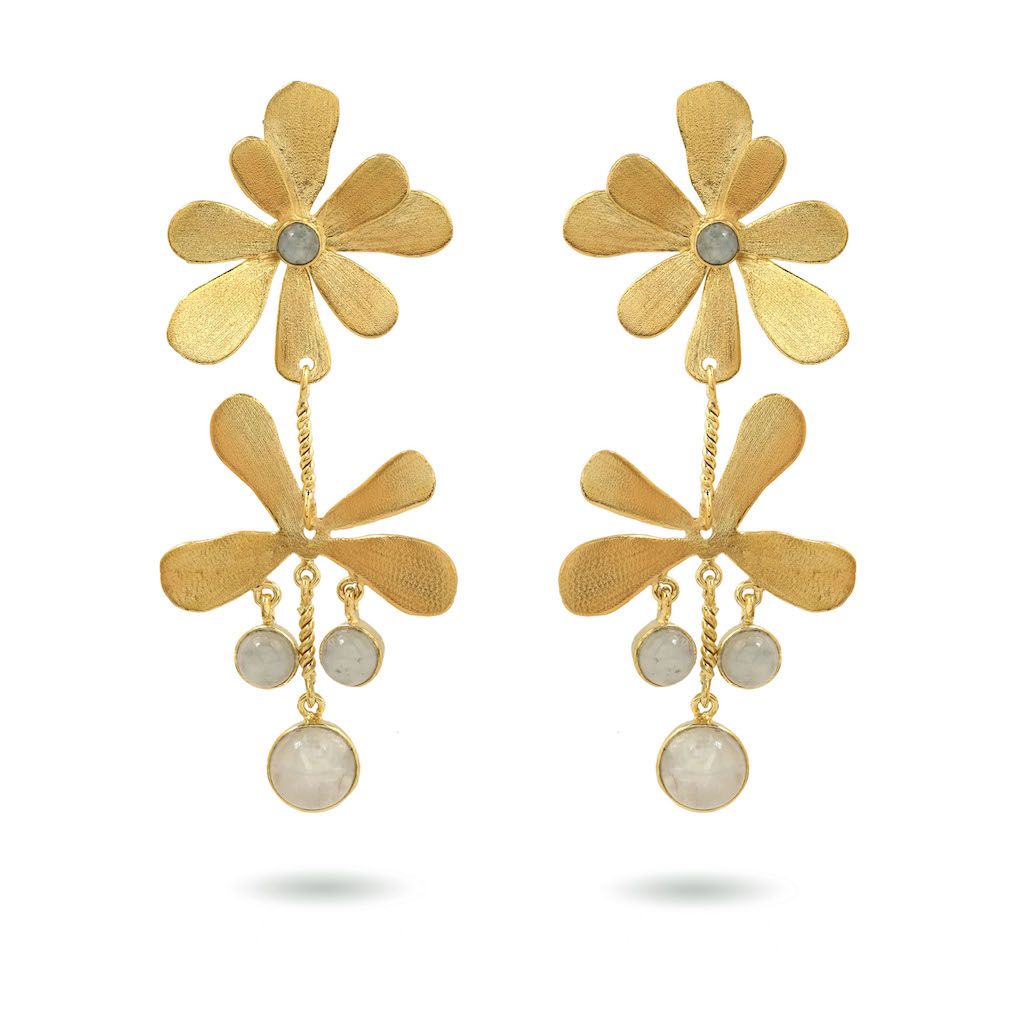 The Bloom Earrings - White Moonstone