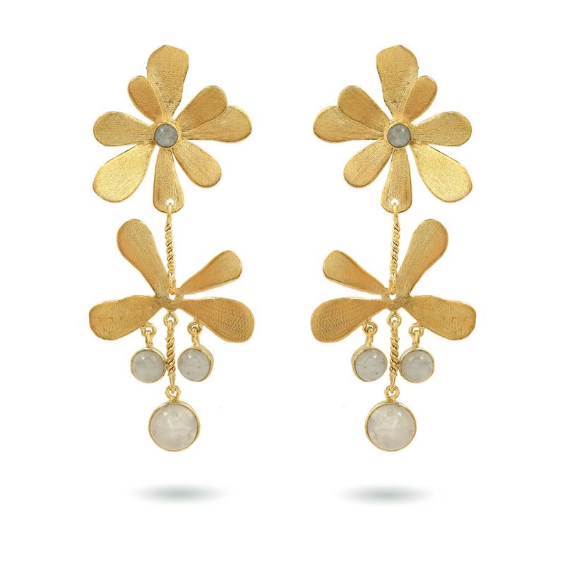 The Bloom Earrings - White Moonstone