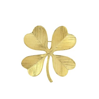Product shot of large clover brooch by Belgian Christine Bekaert handcrafted statement jewelry 