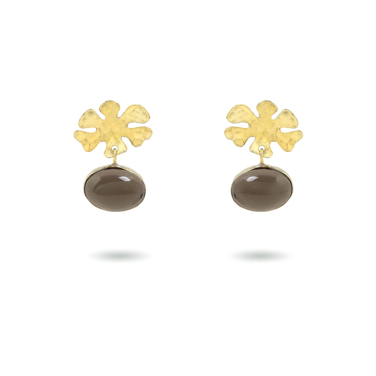 The Botanica Small Earrings - Smokey Quartz