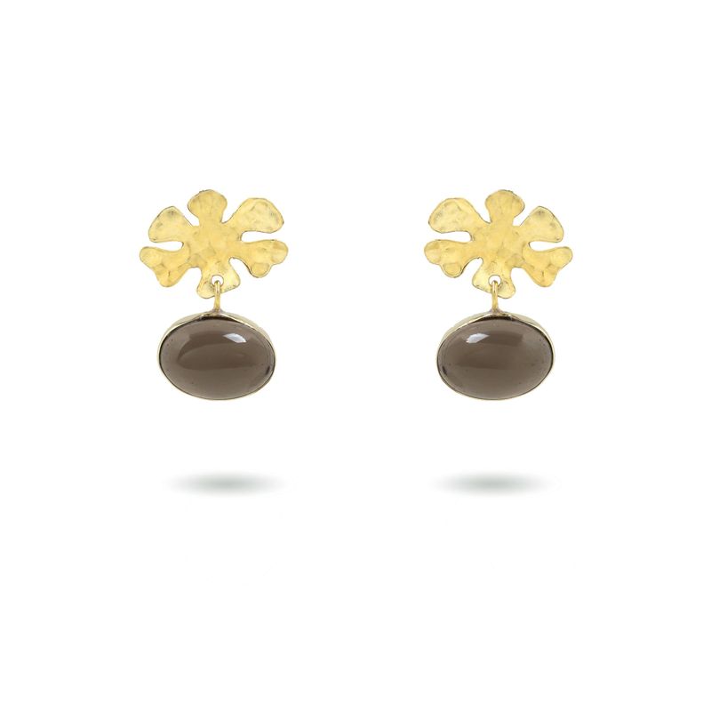 The Botanica Small Earrings - Smokey Quartz
