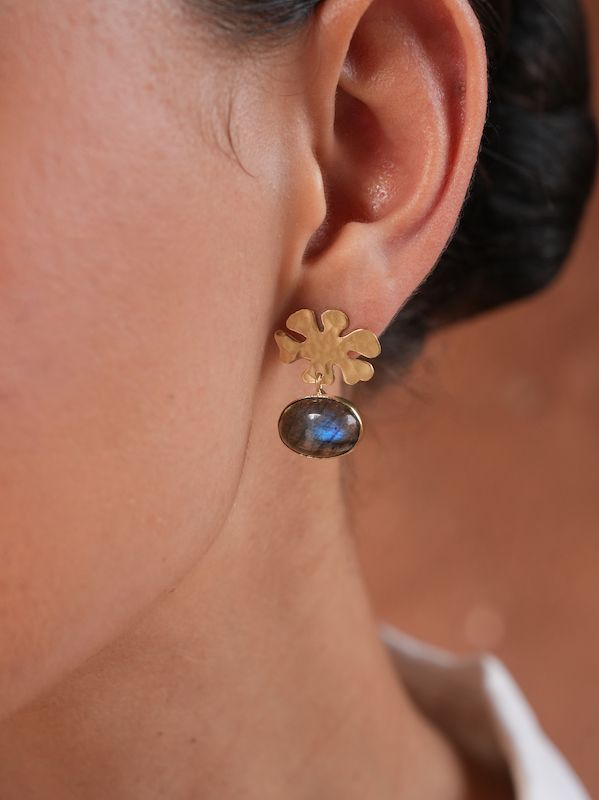 The Botanica Small Earrings - Smokey Quartz