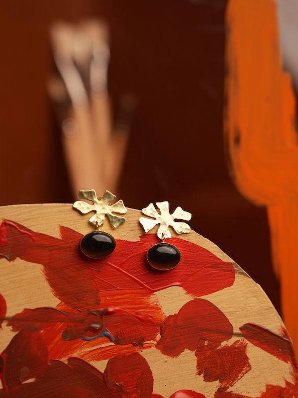 The Botanica Large Earrings - Smokey Quartz