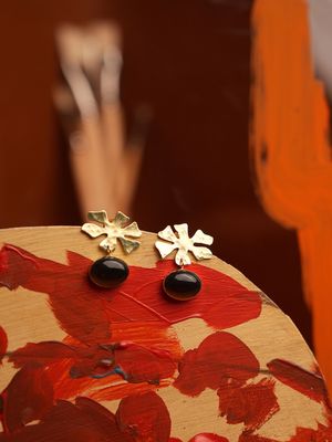 The Botanica Large Earrings - Smokey Quartz