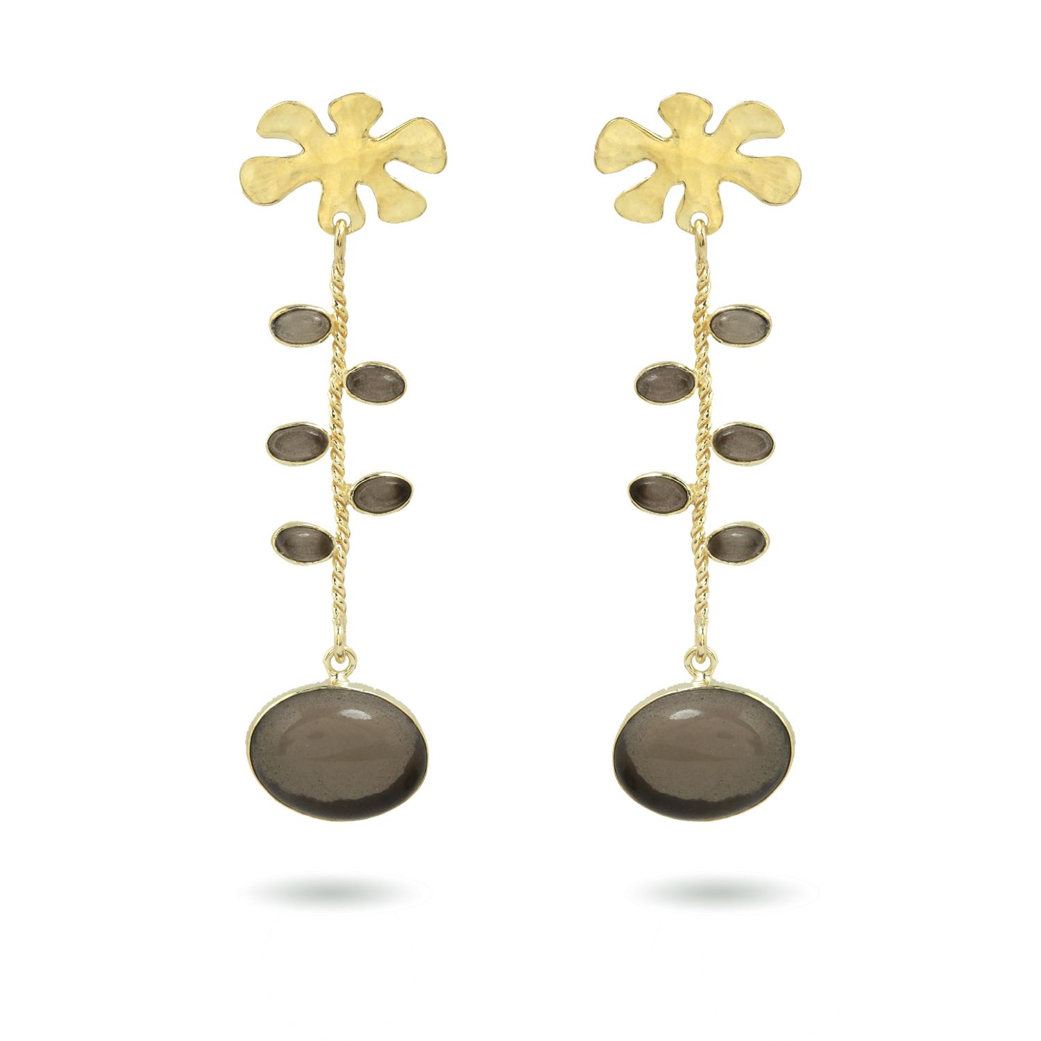 The Acanthus Earrings - Smokey Quartz