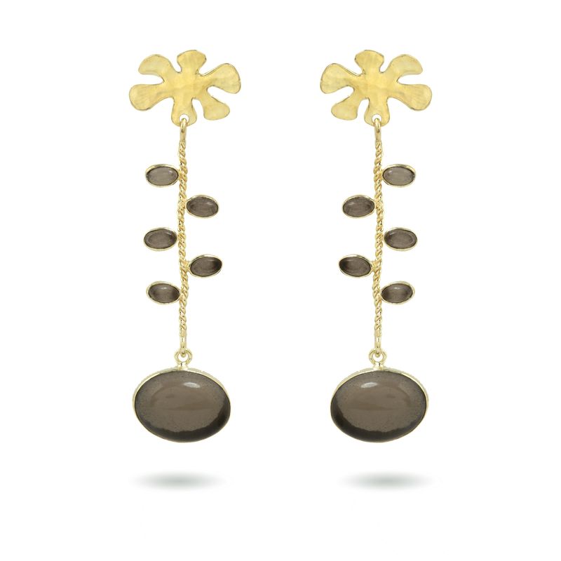 The Acanthus Earrings - Smokey Quartz