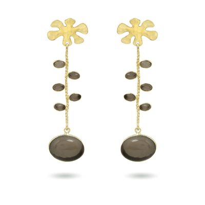 The Acanthus Earrings - Smokey Quartz