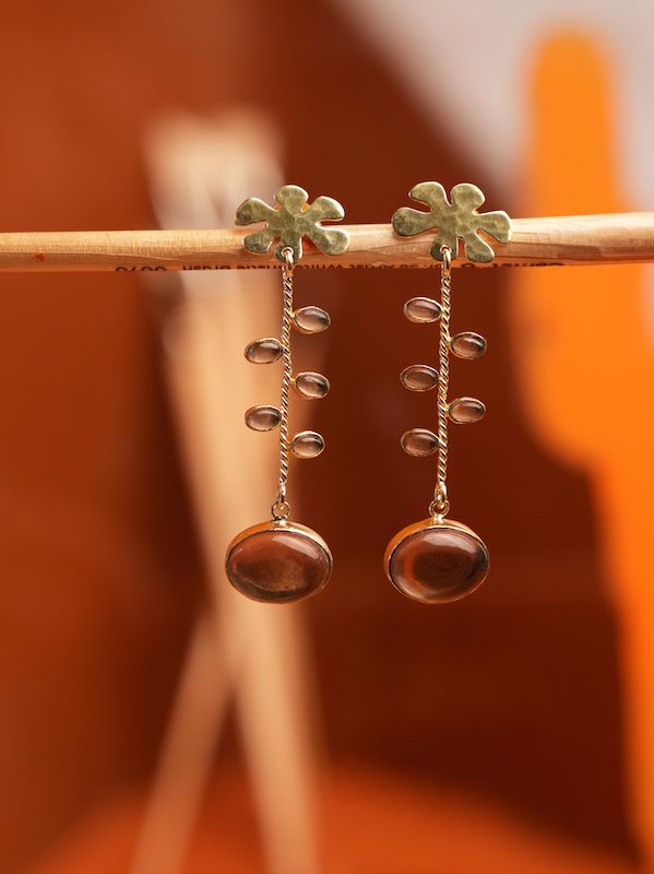 The Acanthus Earrings - Smokey Quartz