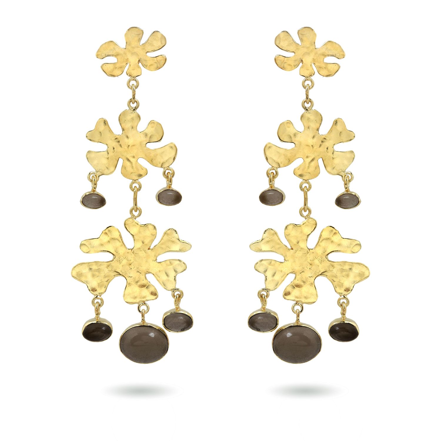 The Marguerite Earrings - Smokey Quartz