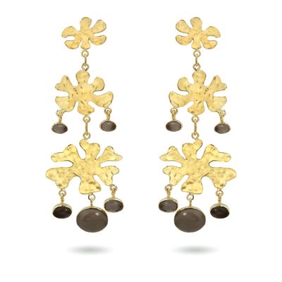The Marguerite Earrings - Smokey Quartz