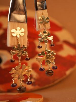 The Marguerite Earrings - Labradorite
