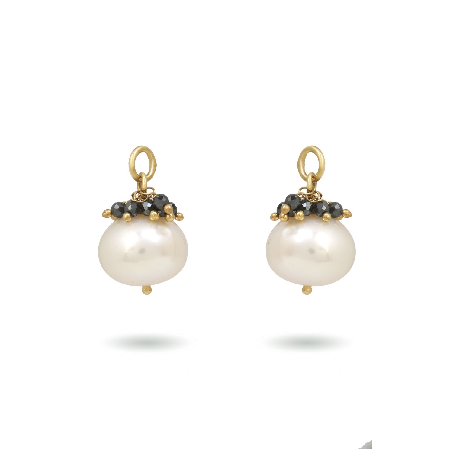 The Stella Earrings - Pearl + Hematite