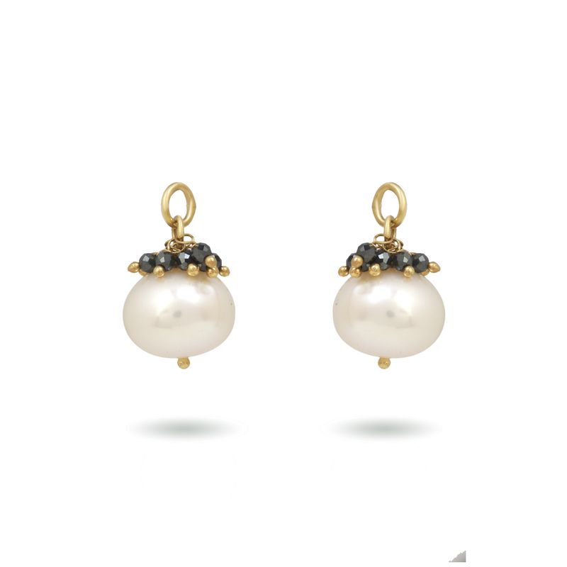 The Stella Earrings - Pearl + Hematite