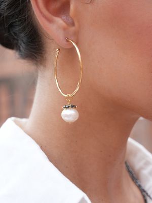 The Stella Earrings - Pearl + Hematite