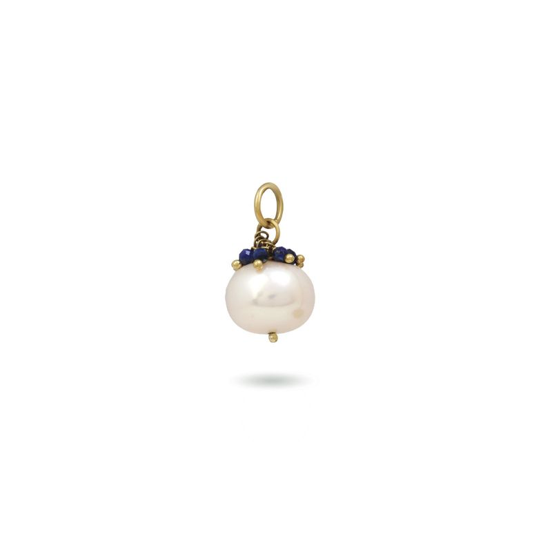 The Stella Pendant - Pearl + Lapis Lazuli