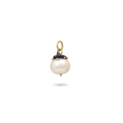 The Stella Pendant - Pearl + Lapis Lazuli