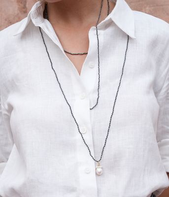 The Stella Necklace Short - Hematite