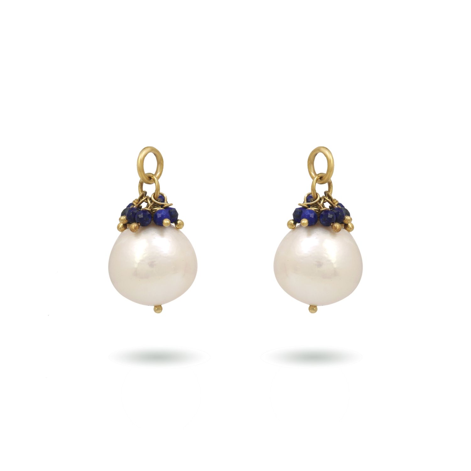 The Stella Earrings - Pearl + Lapis Lazuli
