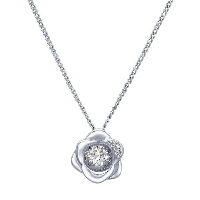 Dancing Stone™ Rose Necklace in 14K White Gold with Lab-Grown Diamond Accents