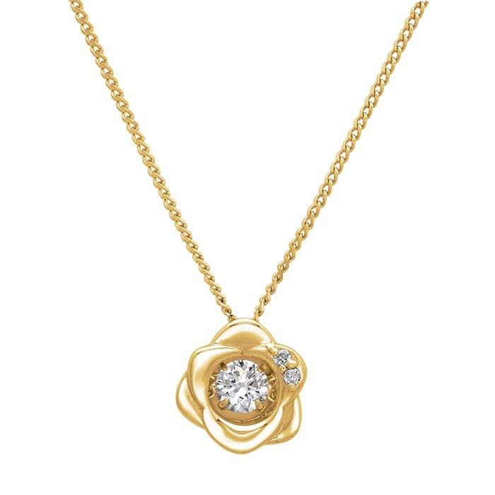Dancing Stone™ Rose Necklace in 14K White Gold with Lab-Grown Diamond Accents