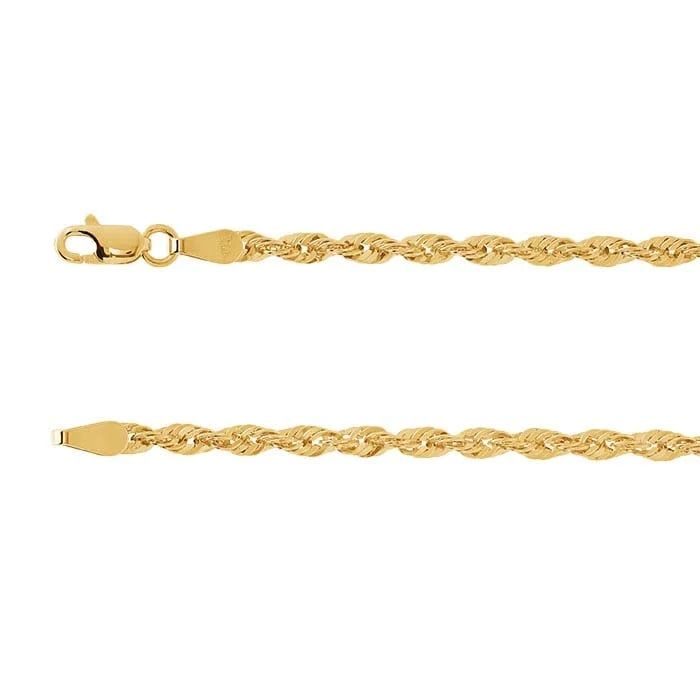 10K Yellow Gold 2.5mm Diamond-Cut French Rope Chain 18"