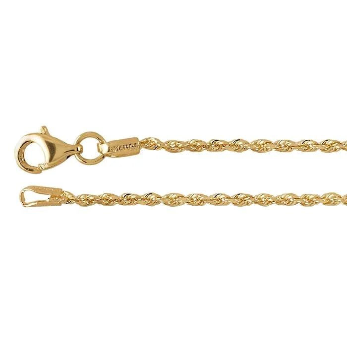 14K Yellow Gold 1.5mm Diamond-Cut French Rope Chain 18"