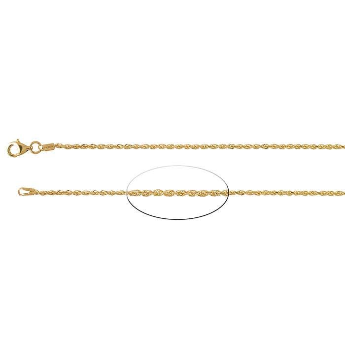 14K Yellow Gold 1.5mm Diamond-Cut French Rope Chain 18"
