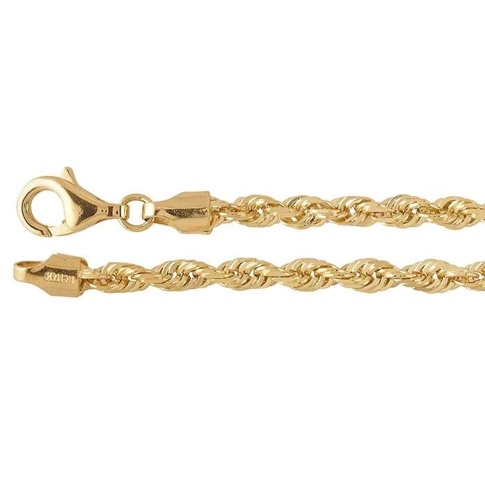 14K Yellow Gold 3.5mm Diamond-Cut French Rope Chain 24"