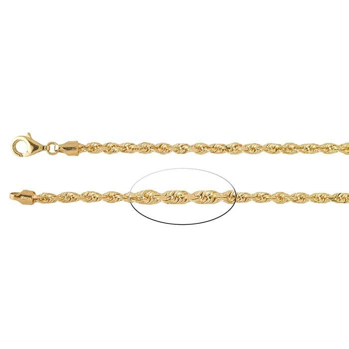 14K Yellow Gold 3.5mm Diamond-Cut French Rope Chain 24"