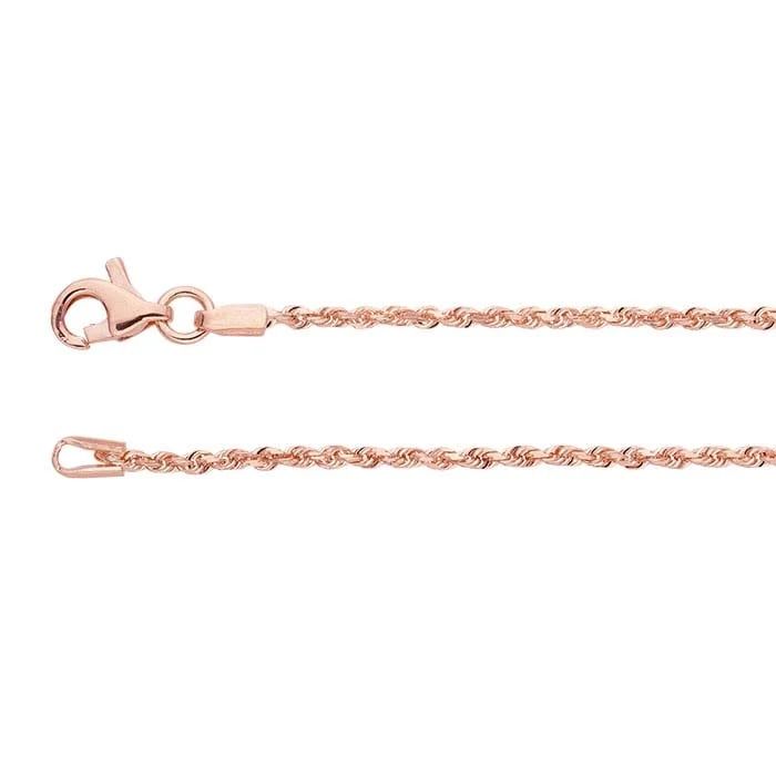 14K Rose Gold 1.5mm Diamond-Cut French Rope Chain 20"