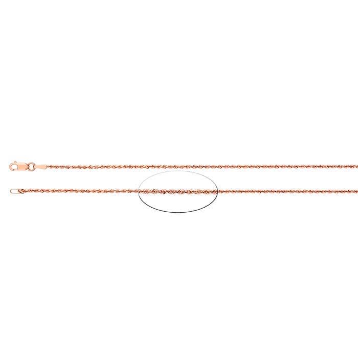 14K Rose Gold 1.5mm Diamond-Cut French Rope Chain 20"