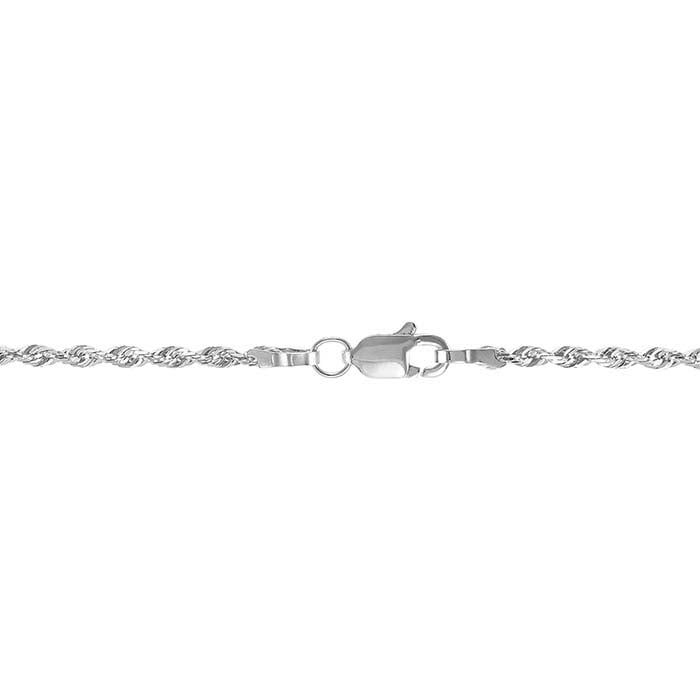 14K White Gold 1.6mm Solid Glitter Rope Chain Necklace 16" &amp; 18"