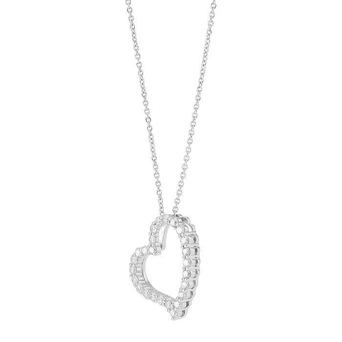 10K White Gold Diamond Heart Necklace