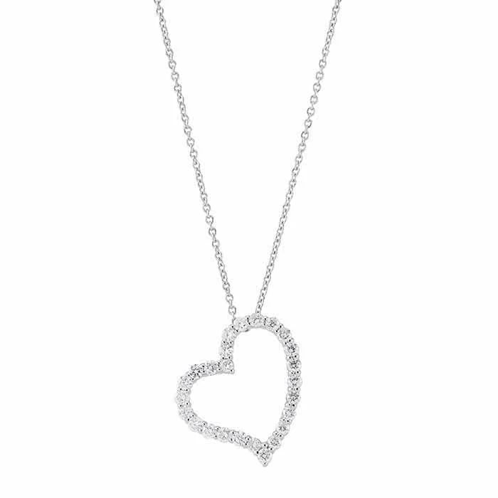 10K White Gold Diamond Heart Necklace