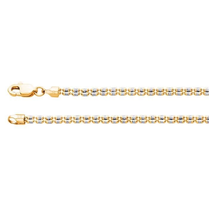 10K Yellow Gold 2.7mm Dual-Tone Ice Link Chain