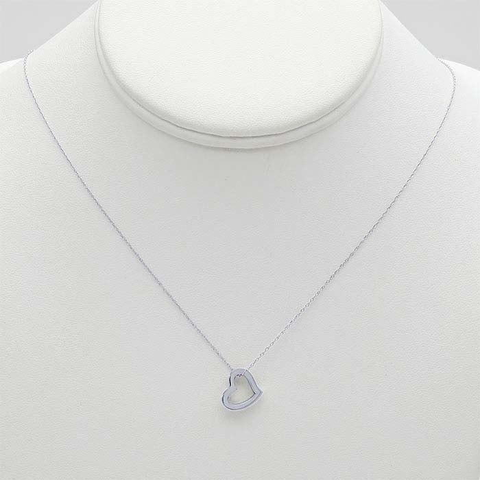 14K White Gold Open Heart Necklace