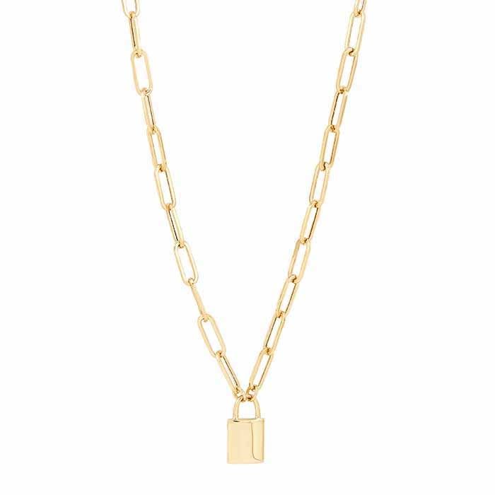 10K Yellow Gold Lock Necklace 20"