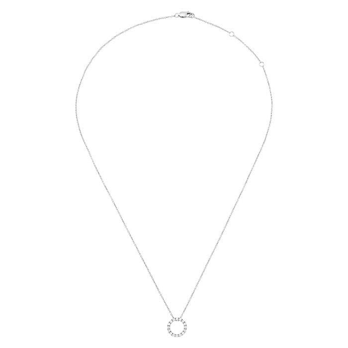 10K White Gold 1/6 ctw Diamond-Set Circle Necklace 17"